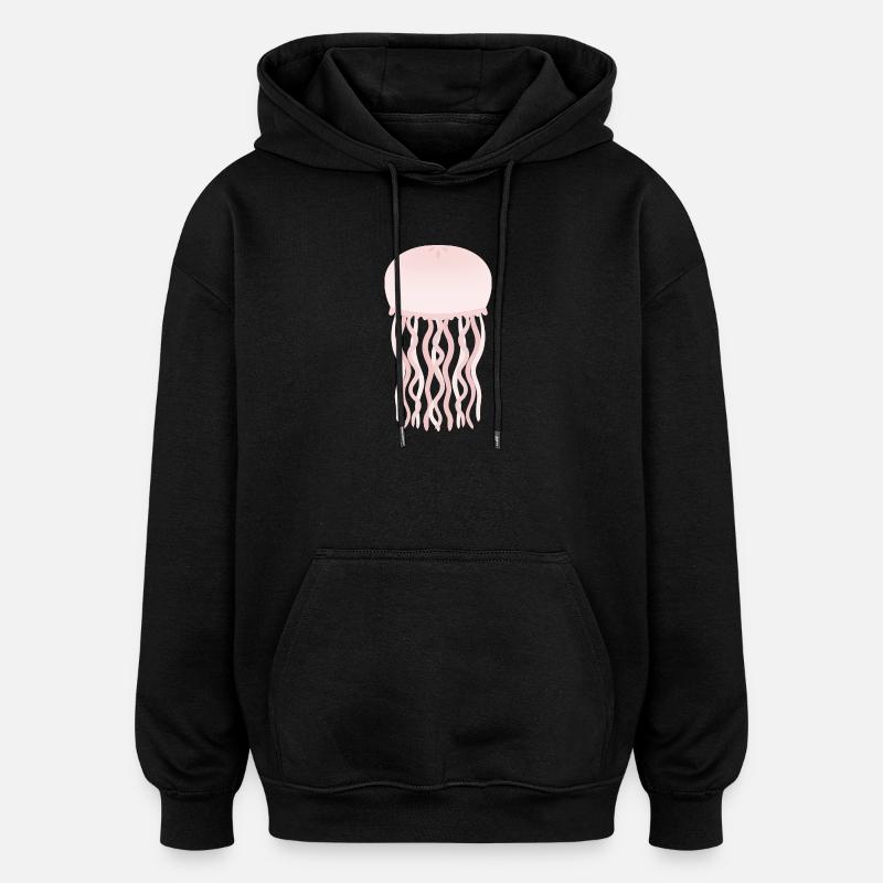 Lueur de méduse pastel - Sweat à capuche oversize unisexe - noir