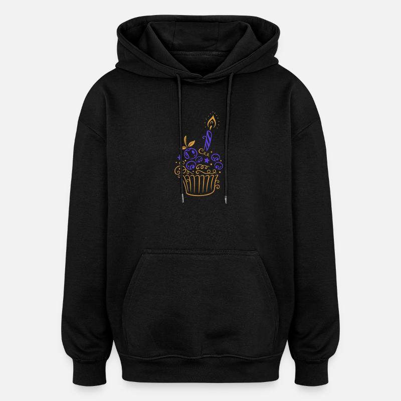 Cupcake mit Blaubeeren - Süßes Backmotiv - Oversized Unisex Hoodie - Schwarz