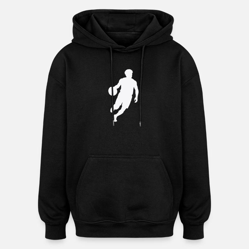 Silhouette de basket sautée - Sweat à capuche oversize unisexe - noir