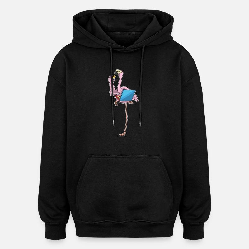 Flamingo Pizza - Oversized Unisex Hoodie - Schwarz