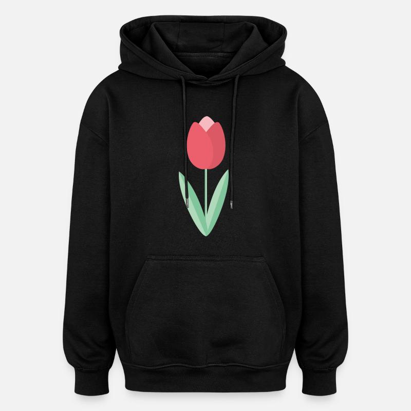Tulipe - Sweat à capuche oversize unisexe - noir