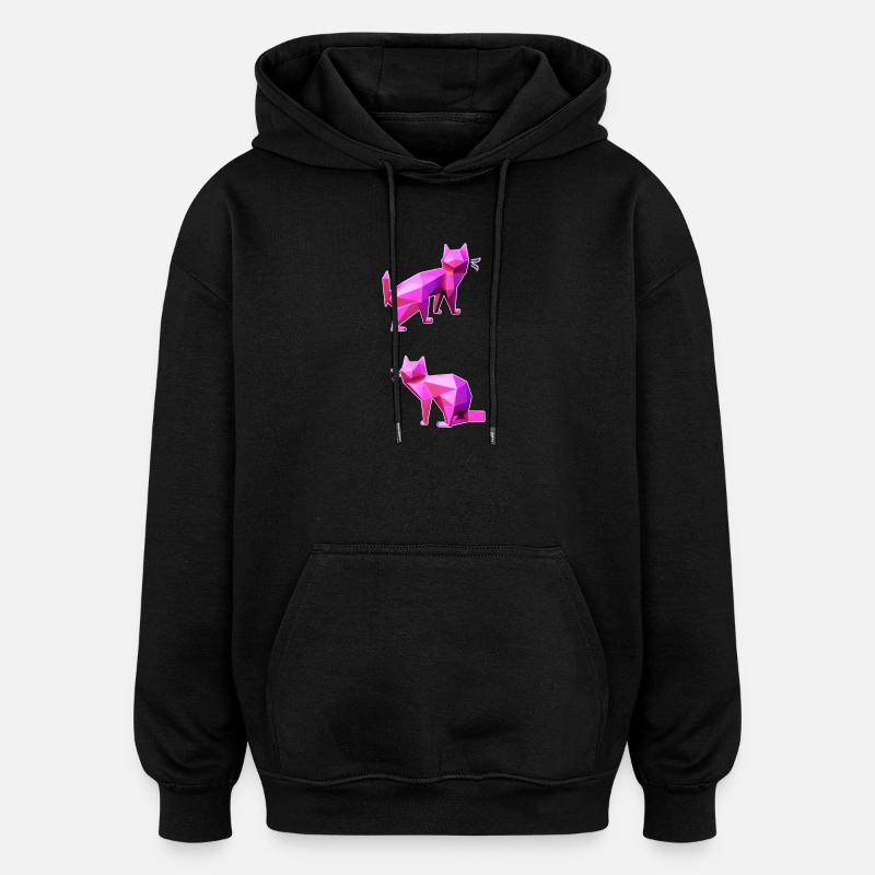 Pink Poly Cats Duo - Sweat à capuche oversize unisexe - noir