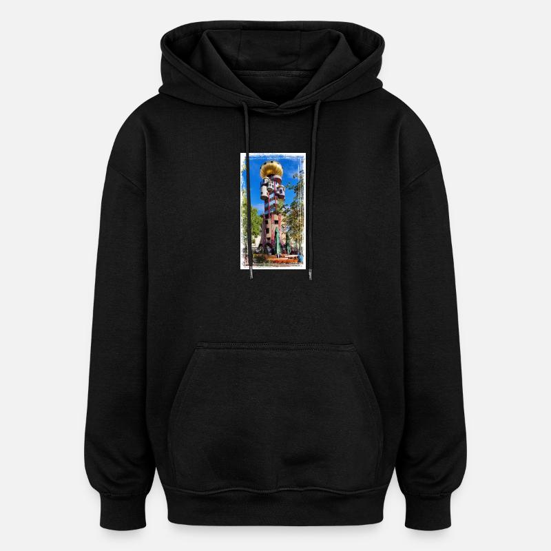 Hundertwasserturm beim Kuchlbauer - Oversized Unisex Hoodie - Schwarz