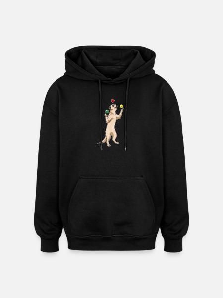 Jongleur de suricate jonglant - Sweat à capuche oversize unisexe - noir
