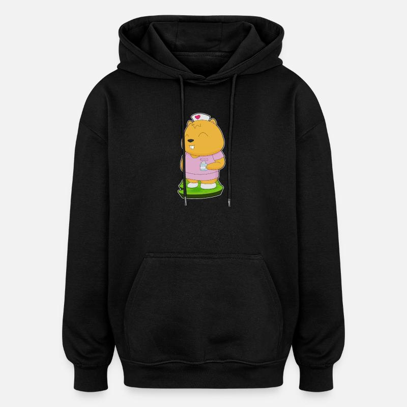 Médecine infirmière pour hamster - Sweat à capuche oversize unisexe - noir