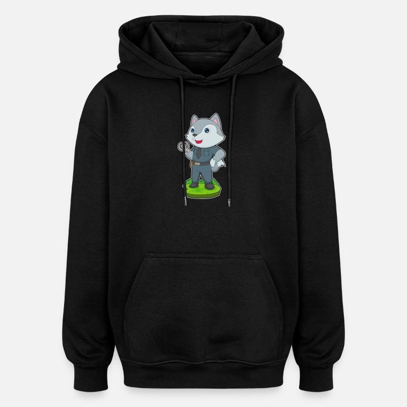 Wolf Polizist Handschellen Polizei - Oversized Unisex Hoodie - Schwarz