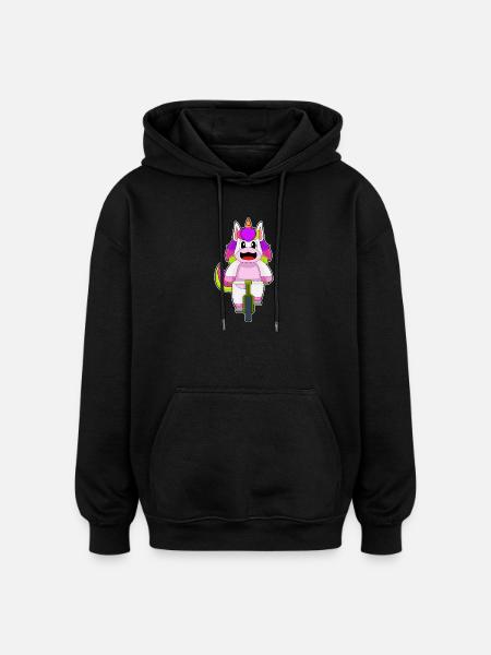 Vélo licorne - Sweat à capuche oversize unisexe - noir
