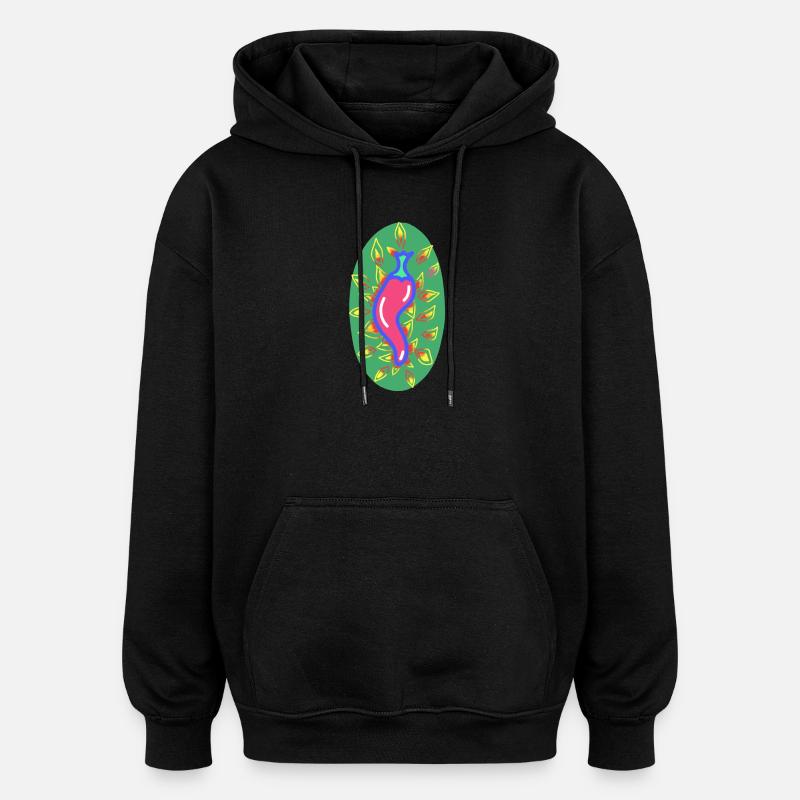 Feurige Chilischote - Oversized Unisex Hoodie - Schwarz