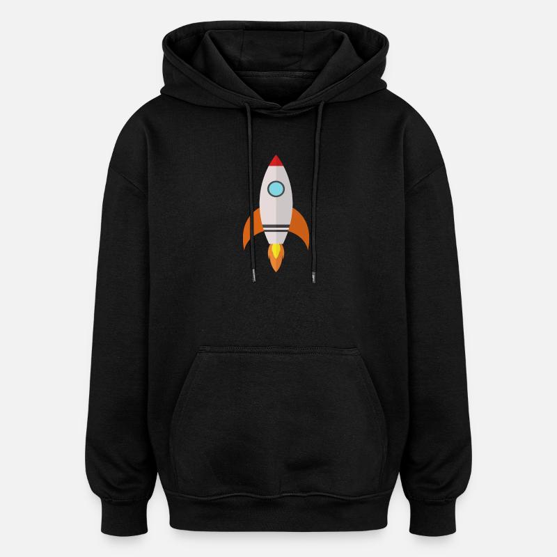 Espace fusée - Sweat à capuche oversize unisexe - noir