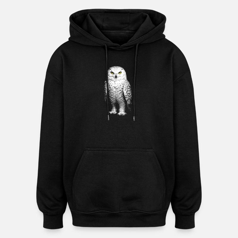 Harfang des neiges - Sweat à capuche oversize unisexe - noir
