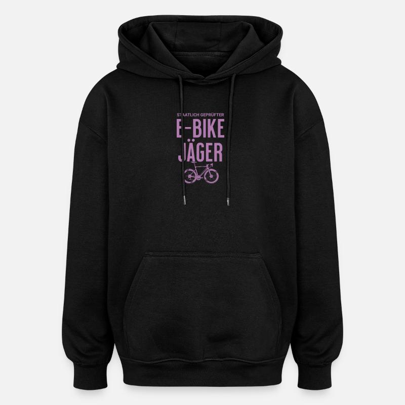 Staatlich Geprüft E-Bike Jäger  - Oversized Unisex Hoodie - Schwarz