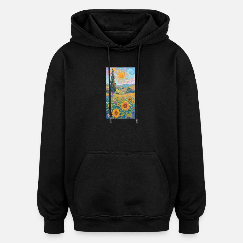Sonnenblumen im Impressionismus - Oversized Unisex Hoodie - Schwarz