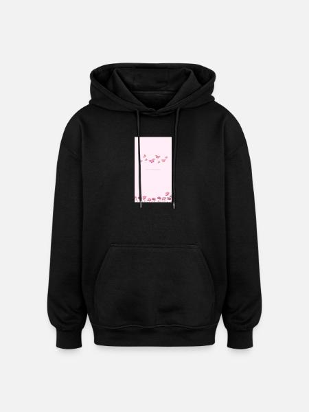 Bouquet de fleurs aquarelles roses - Sweat à capuche oversize unisexe - noir