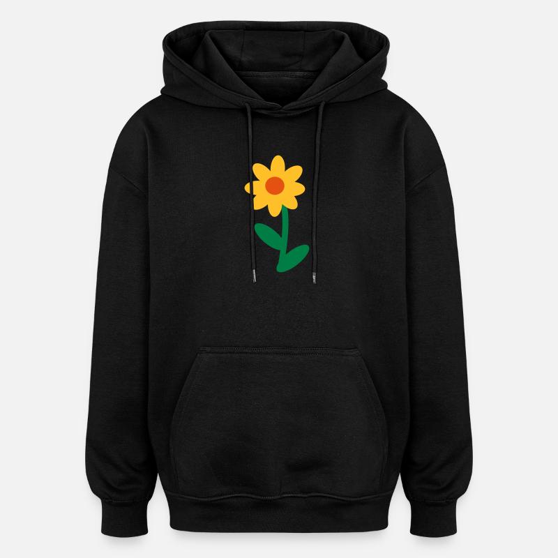 Blume - Oversized Unisex Hoodie - Schwarz