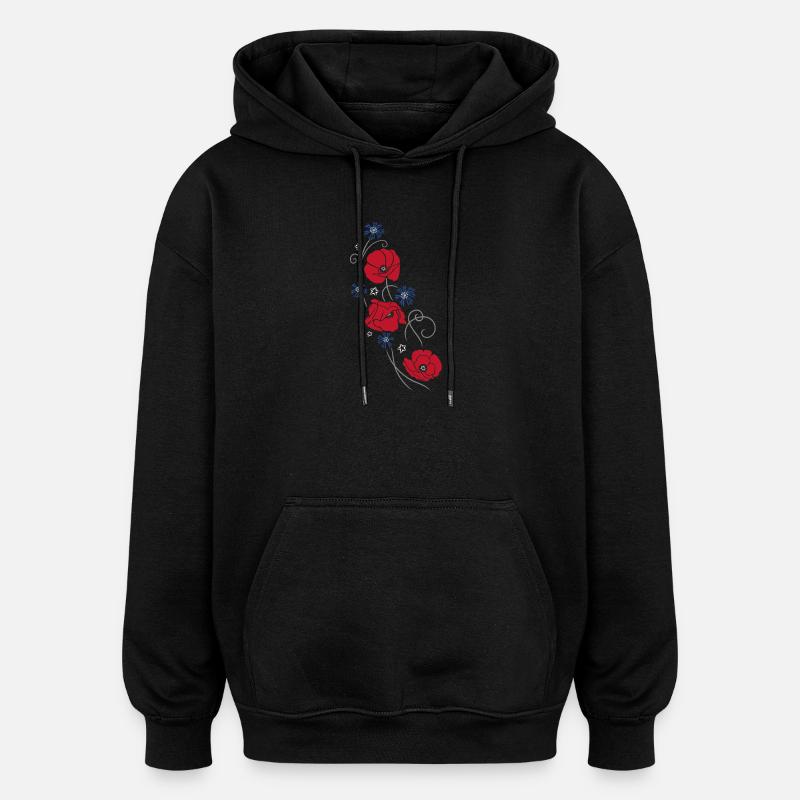 Coquelicots. Design d'été. - Sweat à capuche oversize unisexe - noir