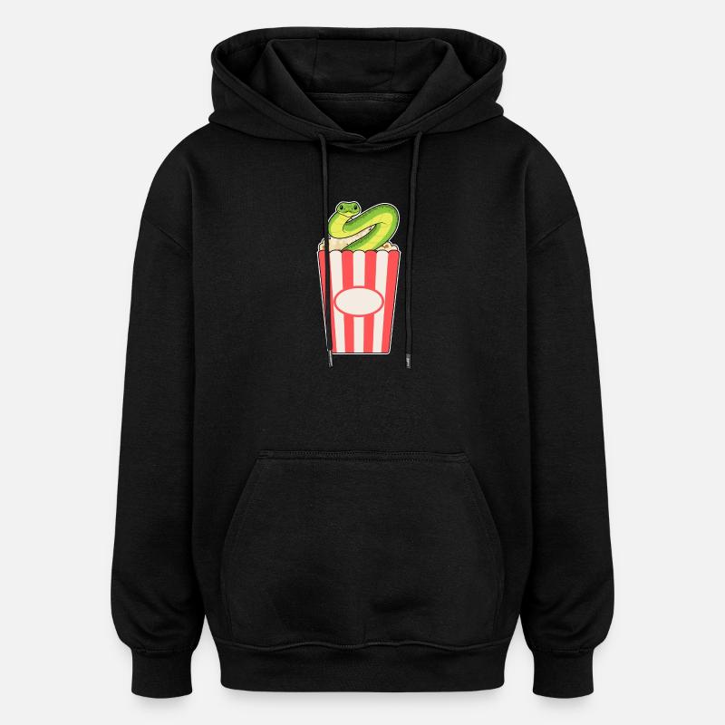 Maïs soufflé serpent - Sweat à capuche oversize unisexe - noir