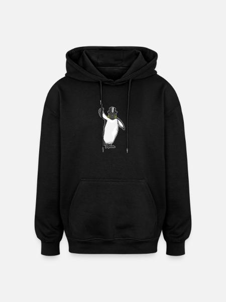 Penguin Wizard Wand - Oversized Unisex Hoodie - black