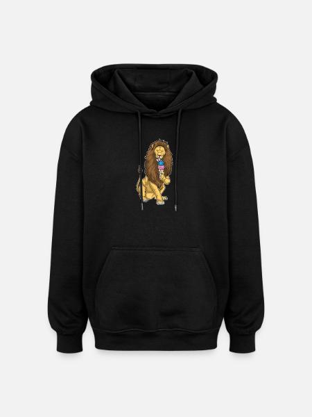 Lion Waffle Ice Cream - Oversized Unisex Hoodie - black