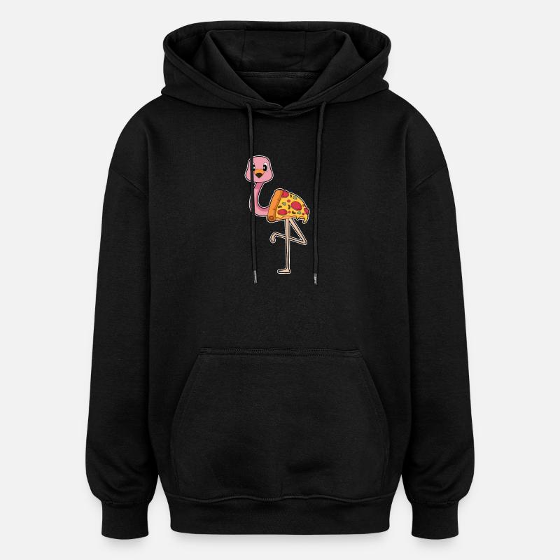 Pizza aux flamants roses - Sweat à capuche oversize unisexe - noir