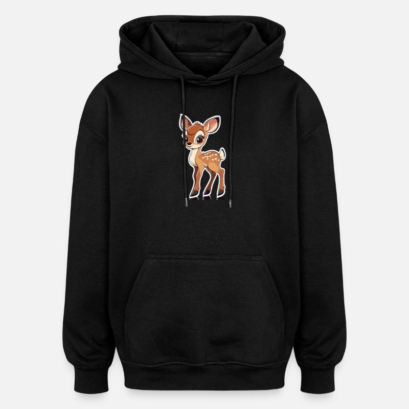roe deer - Oversized Unisex Hoodie - black