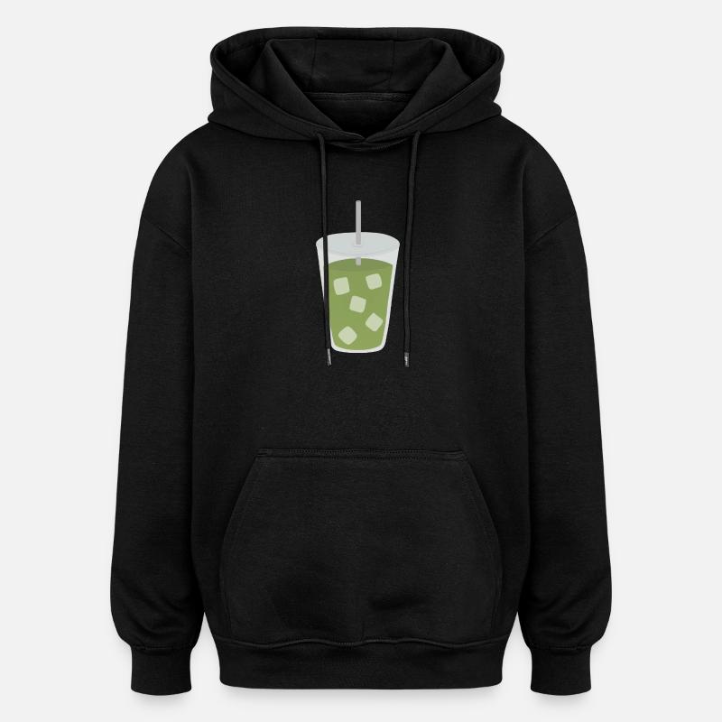 Eisgekühltes Matcha Latte Getränk - Oversized Unisex Hoodie - Schwarz