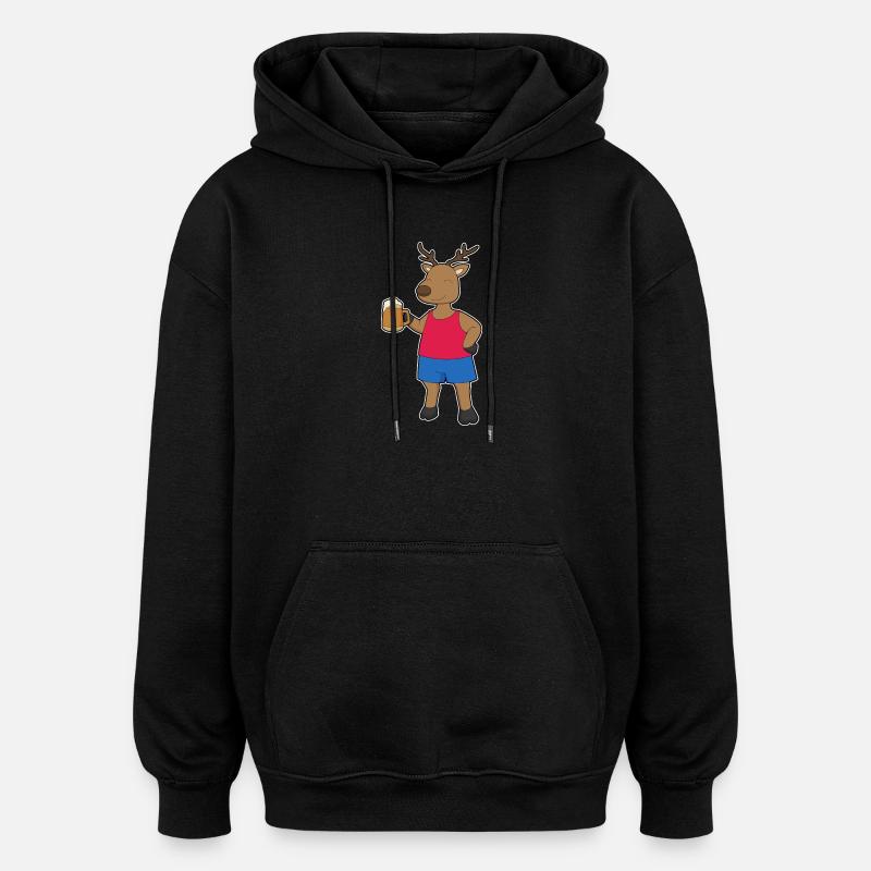 Reh Bier - Oversized Unisex Hoodie - Schwarz
