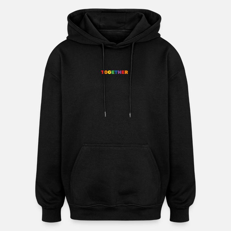 ENSEMBLE Lettrage arc-en-ciel LGBTQ+ - Sweat à capuche oversize unisexe - noir
