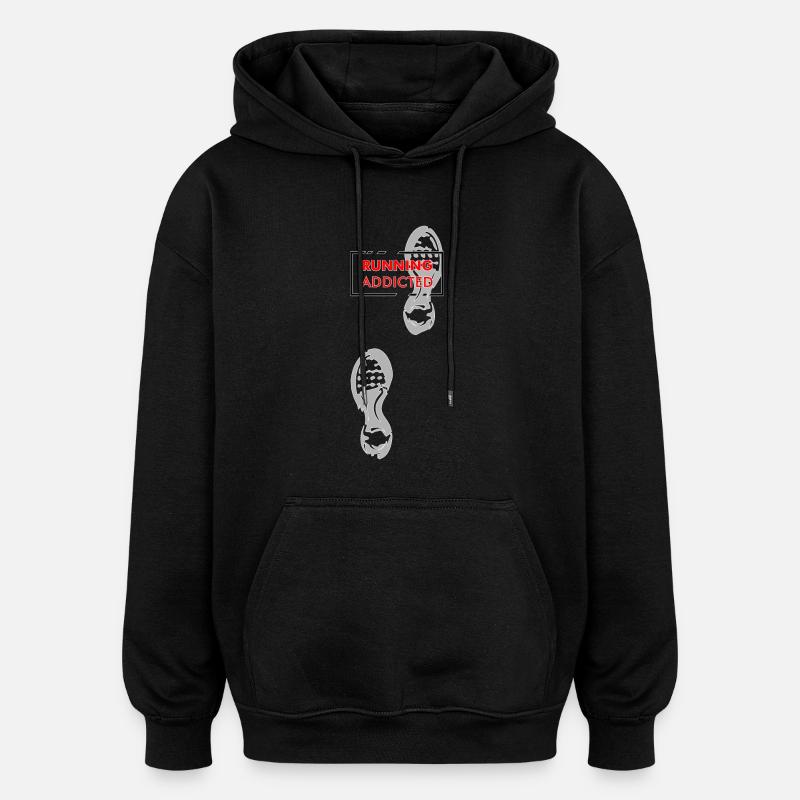 running addicted - Sweat à capuche oversize unisexe - noir