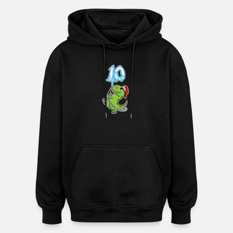 10th Birthday Dinosaur - Oversized Unisex Hoodie - black