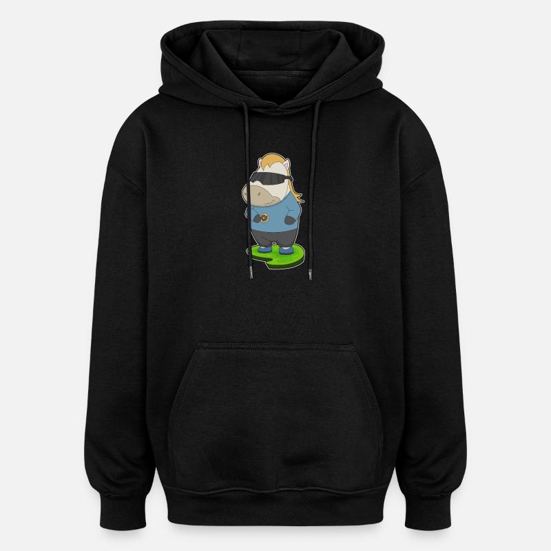 Beignet de cheval - Sweat à capuche oversize unisexe - noir
