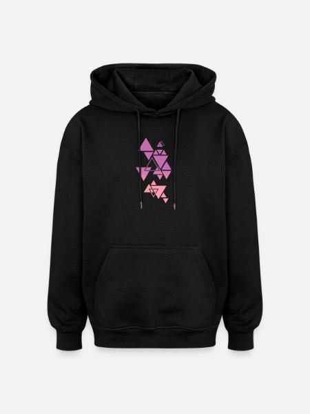 Gradient Triangle Pattern Pink - Oversized Unisex Hoodie - black