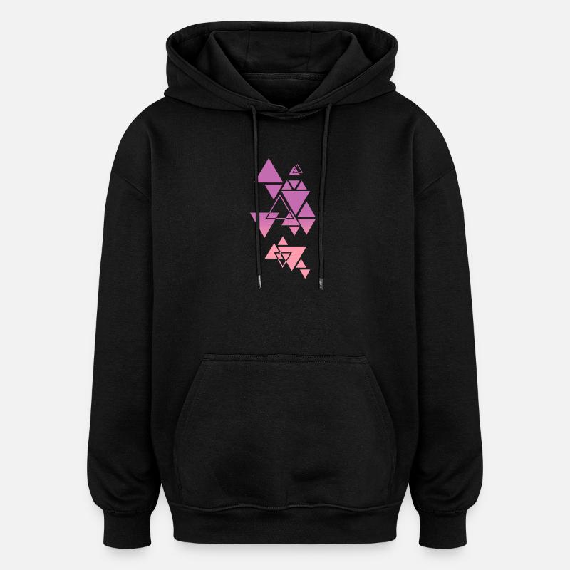 Gradient Triangle Pattern Pink - Oversized Unisex Hoodie - black