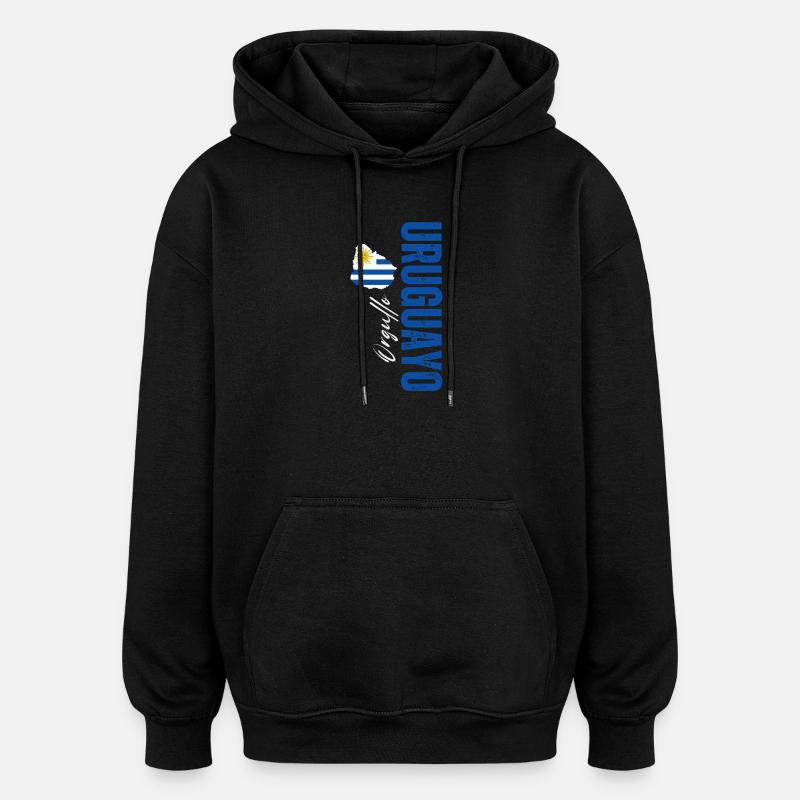 Orgueil uruguayen, design vertical - Sweat à capuche oversize unisexe - noir