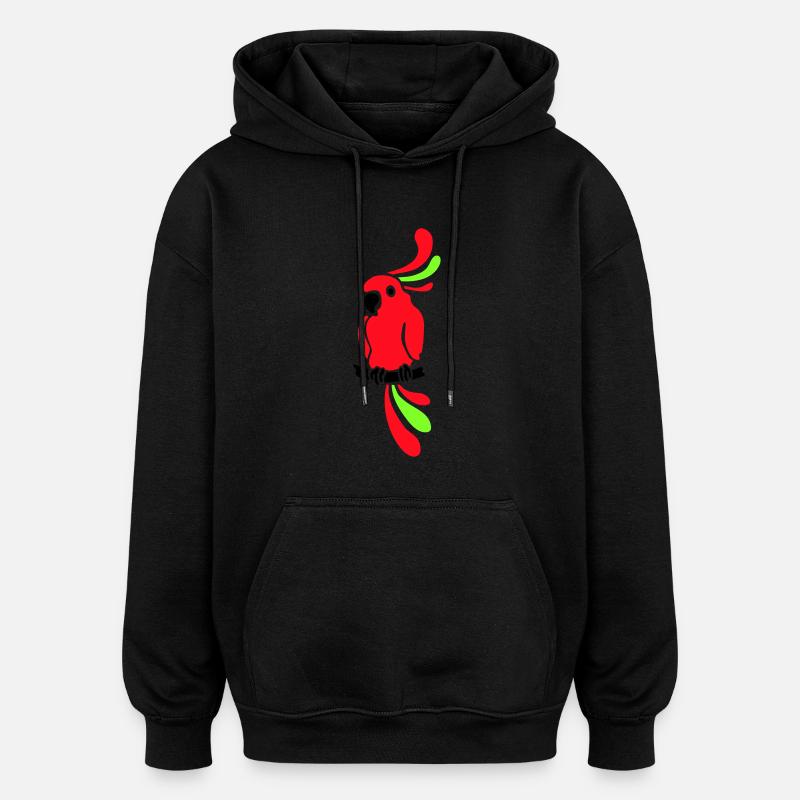Papagei - bunt - Vogel - Oversized Unisex Hoodie - Schwarz