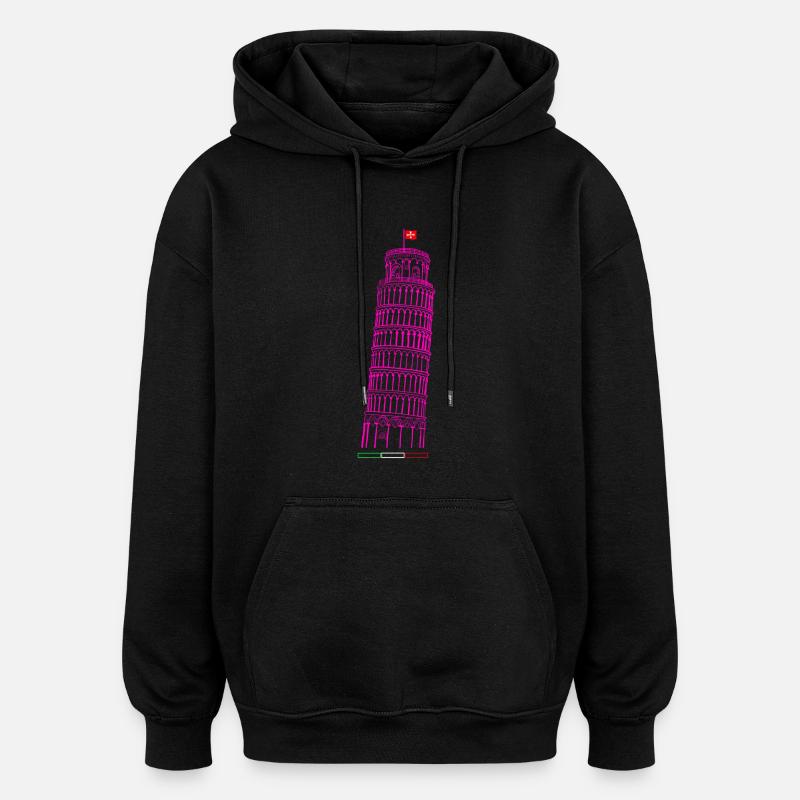 Tour ardoise dessinée par Pise - Sweat à capuche oversize unisexe - noir