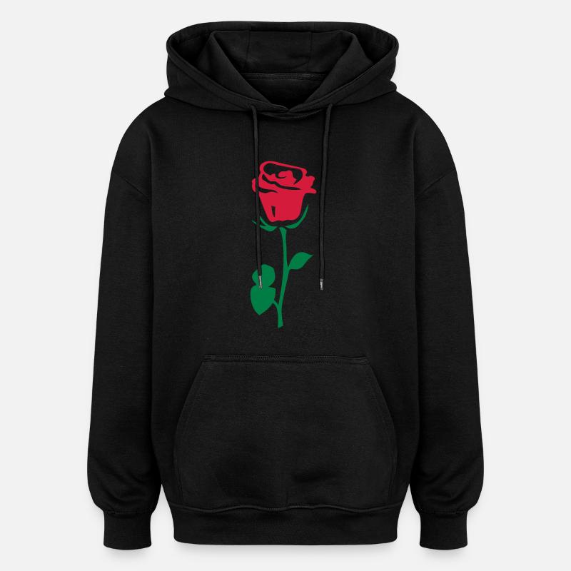 rose fleur 85 - Sweat à capuche oversize unisexe - noir