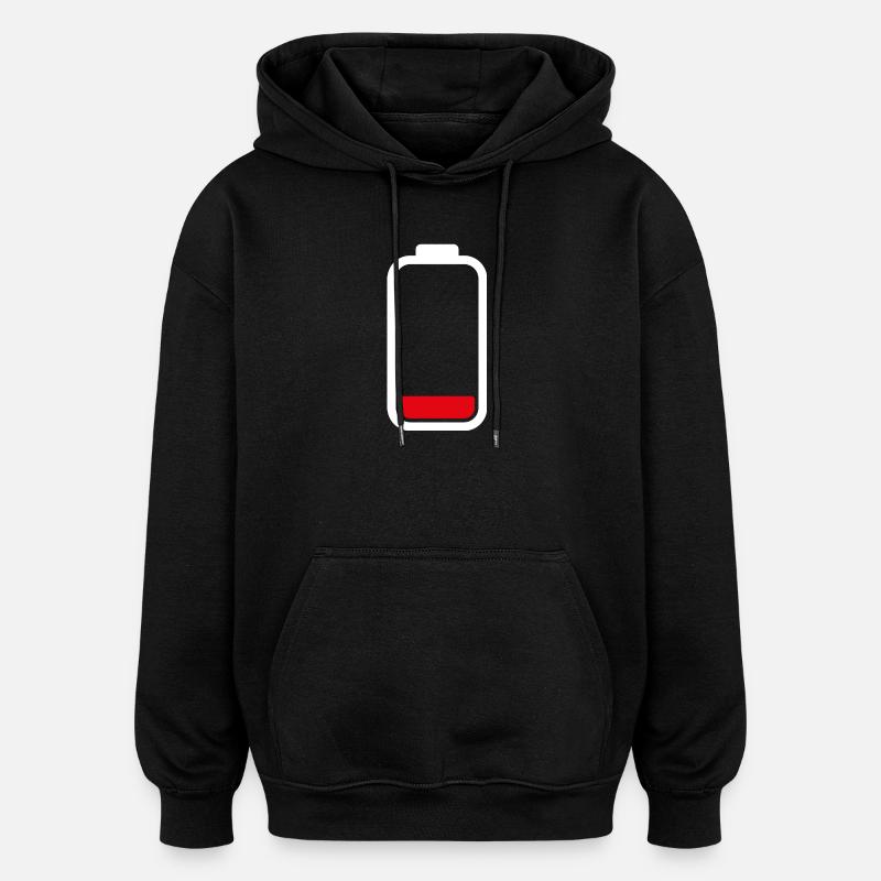 BATTERIE FAIBLE - Blanc - Sweat à capuche oversize unisexe - noir