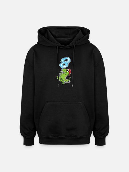8th Birthday Dinosaur Firefighter Gift - Oversized Unisex Hoodie - black