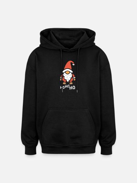 Funny Christmas Gnome Ho Ho Ho - Oversized Unisex Hoodie - black