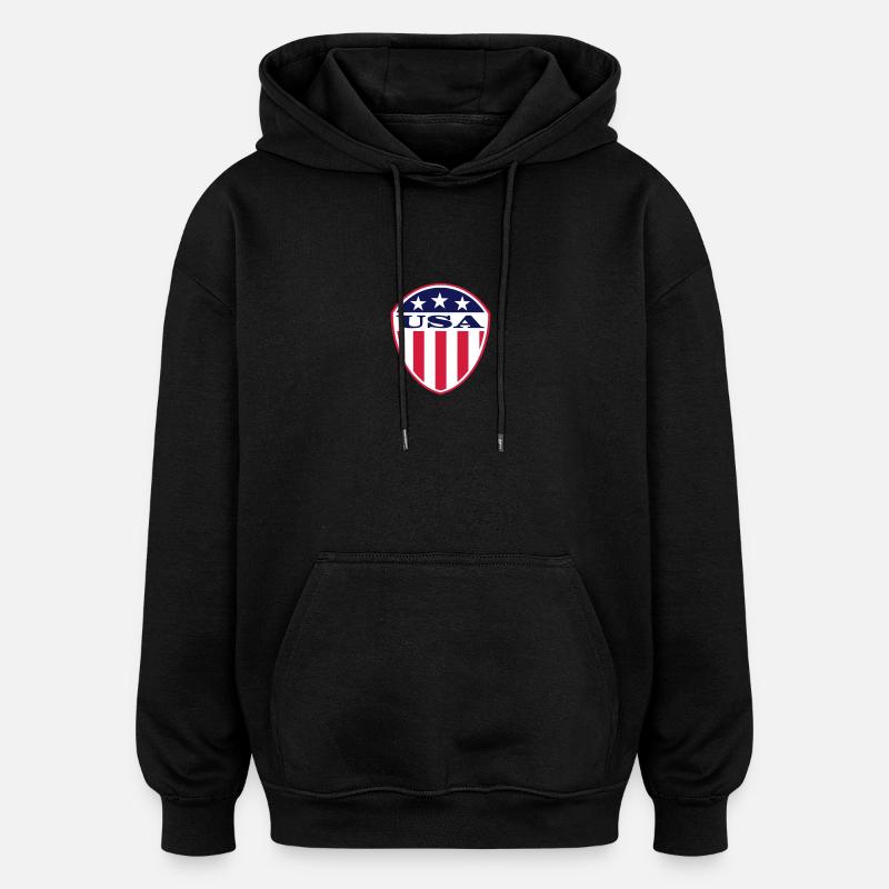 USA Flag Logo - Sweat à capuche oversize unisexe - noir