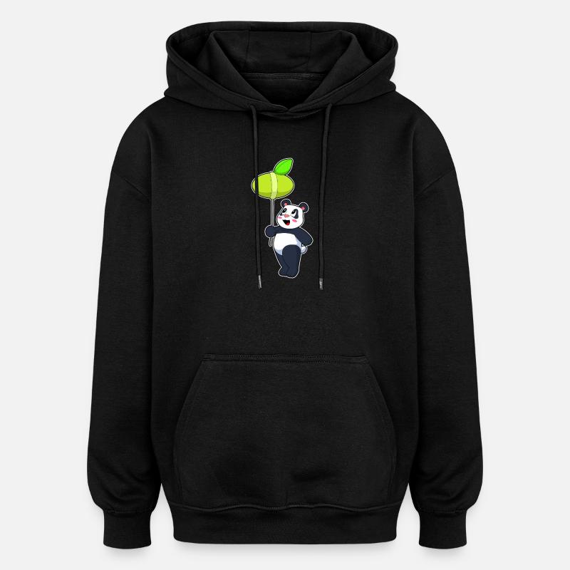 Ballon Panda - Sweat à capuche oversize unisexe - noir