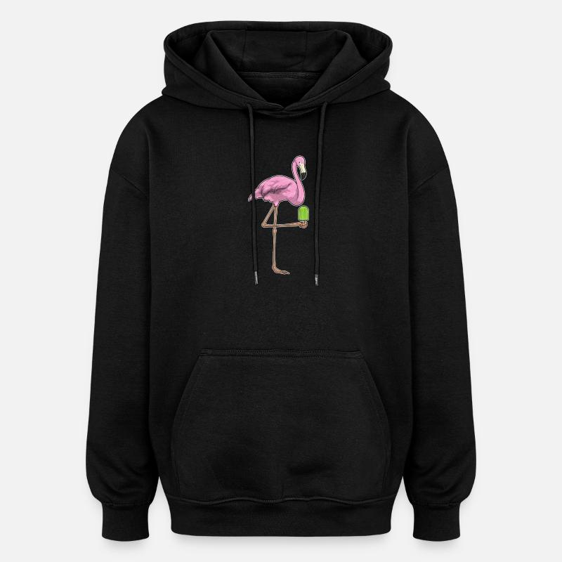 Flamingo Popsicles - Oversized Unisex Hoodie - black