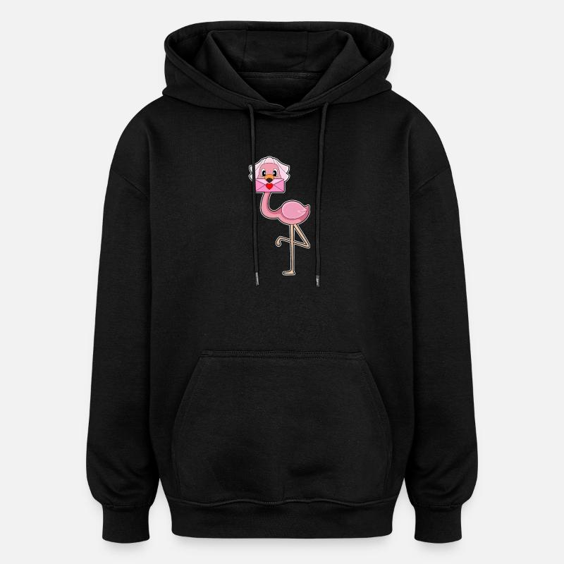 Flamingo Bridal Letter Wedding - Oversized Unisex Hoodie - black