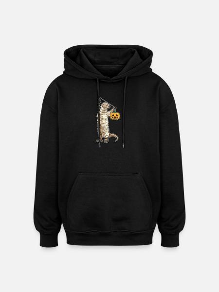 Otter Halloween Fishing - Oversized Unisex Hoodie - black