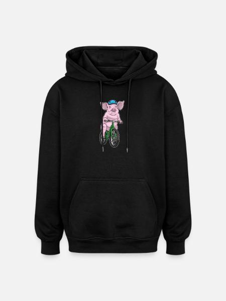 Vélo cochon - Sweat à capuche oversize unisexe - noir