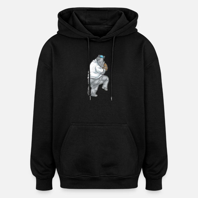 Rhino Baseball Gant de baseball - Sweat à capuche oversize unisexe - noir