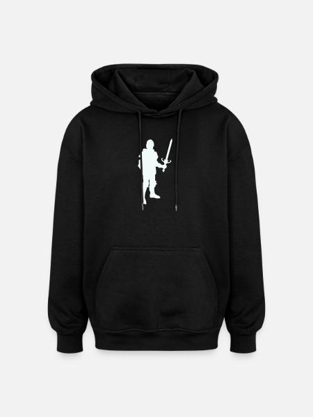 Ritterheld Silhouette mit Langschwert - Oversized Unisex Hoodie - Schwarz