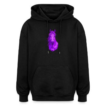 Geometrischer Lila Pferdekopf - Oversized Unisex Hoodie - Schwarz - Vorne - Noah (186cm)