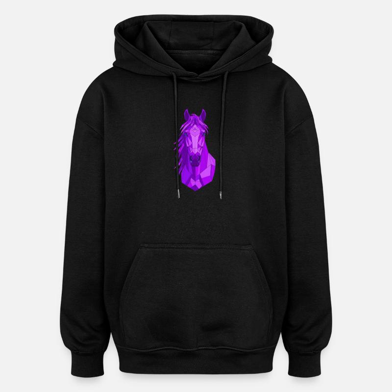 Tête de cheval pourpre géométrique - Sweat à capuche oversize unisexe - noir