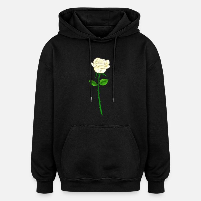 Weiße rose mit stil - Sweat à capuche oversize unisexe - noir